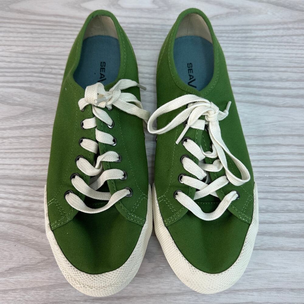 Seavees Shoes WMNS 8 Monterey Sneaker Cactus Green Lace Up Low Up Flat Canvas - Picture 9 of 9